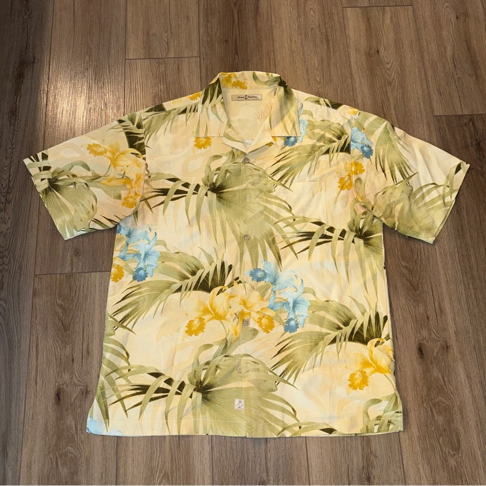 Tommy Bahama Silk Shirt with Yellow and Green Accents